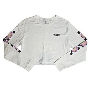 VANS BLOOM CHECKZ BOYFRIEND LONG SLEEVE CROPPED TEE XL